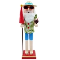 Detailansicht hawaiianischer Nussknacker mit Strohhut, Sonnenbrille und Kokosnuss - Strohhut Mit Palmblatt-Hemd Und Kokosnuss Stil (胡桃-047)