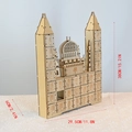 Détail des dimensions du calendrier de compte à rebours islamique en bois à 30 tiroirs - 29.5X6X38cm / Style Mosquée en Bois Naturel (KZ-25002) / Couleur bois naturel