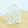 Décoration de table musulmane en bois blanc avec motifs géométriques découpés - Blanc