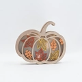 Detalle de calabaza de madera LED con hojas de membrillo coloridas para el otoño - Estilo de Calabaza de Hoja de Arce Hueca 2 (FS-24069)