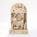 Lampada LED luna in legno per l'Eid con sagoma di moschea e palme sulla base - Silhouette della Moschea (KZ-23005)