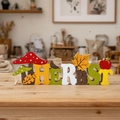 Décoration de table HERBST en bois avec motifs automne, champignon et feuille d'érable - Ornement de Lettres d'Automne (HERBST)