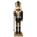 Schiaccianoci classico nero e oro con scettro dorato su base quadrata decorativa - 10cm*8cm*36cm / Schiaccianoci-007 (Re con Scettro)