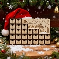 Calendrier de l'Avent de Noël en bois avec 24 tiroirs et décor de crèche à LED - Style Boîte Lumineuse Creuse Nativité (YG-1903-A)