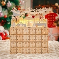 Wooden Advent Calendar with LED lights featuring 24 drawers and a classic Christmas scene - 24 Day Countdown (YG-1936)