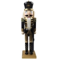 Classic black and gold wooden nutcracker soldier figurine with rifle on square base - 10cm*8cm*36cm / Nutcracker-011 (Soldier with Rifle)