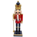 Casse-noisette roi classique en bois, uniforme rouge et couronne dorée, 25,5 cm - Style Roi avec Sceptre (Hu Tao-039)
