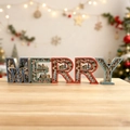 Fünfteiliges MERRY-Holzset mit LED, Laserschnitt-Wintermotiven und Waldschnitzerei - MERRY Set