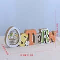 Decorazione pasquale 'OSTERN' in legno con coniglietto e motivi colorati vivaci - Stile Ostern 3