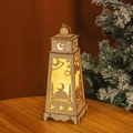 Eid Mubarak Laterne aus Holz mit warmem LED-Licht und hohlen Mond- und Sternenmustern - Naturholzfarbe