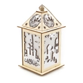 Lanterna musulmana in legno con sagome di moschee e decorazione a forma di mezzaluna - Motivo della Moschea (KZ-23019)