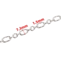 Polished silver stainless steel O-chain necklace with textured 7.3mm oval links for DIY - Steel Color (1.5mm*7.3mm)