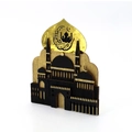 Ornamento luna islamica in legno con specchio acrilico dorato e LED per decorazioni Eid - Nero