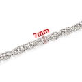 Sparkling 7mm stainless steel double woven chain necklace with textured faceted links - Diamond Cut Double Woven Chain / Steel Color (7mm)