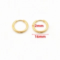 Polished gold stainless steel 16mm hoop earrings with 2mm thickness and hidden clasp - Gold (2.0x16mm)