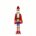 Nutcracker King in red velvet cloak and golden crown on a square wooden base - King Style (HT-2601)
