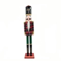 60cm wooden Nutcracker King in red plaid jacket and green trousers for Christmas decor - Scottish Plaid Soldier (HT-2603)
