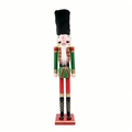 Classic 60cm wooden nutcracker soldier in green uniform with red base for Xmas decor - Green Soldier (HT-2604)