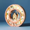 Wooden Christmas LED ornament featuring a layered winter snowman scene with warm lights - Letter O