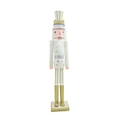 Schiaccianoci Re in legno 60cm bianco e oro con dettagli in pelliccia e corona - Re Bianco e Oro (HT-2605)