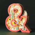 Wooden LED letter ampersand decoration with a warm winter cabin scene inside - Symbol &