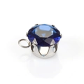 Polished silver pendant featuring a round-cut dark blue gemstone in six-prong setting - 8mm / Dark Blue