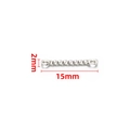 Silver stainless steel twisted bar link with dual holes, 15mm by 2mm size detail - Twisted Bar (1.2x15mm)