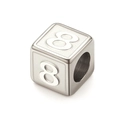 Polished stainless steel square bead with engraved number 8 for jewelry making - Numbers 0-9 / 10 Pieces Pack / Steel