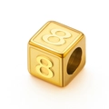 Golden stainless steel cube bead with embossed number 8 for DIY jewelry making - Numbers 0-9 / 10 Pieces Pack / Gold