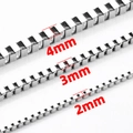 Polished stainless steel box chains in 2mm, 3mm, and 4mm width sizes for DIY jewelry - 1.5mm / Silver