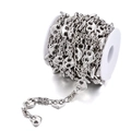 Polished heart shaped stainless steel jewelry chain roll for DIY jewelry making - Steel Color Dragon Bone Heart Chain