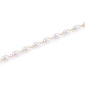 Golden stainless steel chain necklace with oval white faux pearls in minimalist design - Faux Rice Bead Chain
