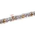 10mm wide stainless steel byzantine chain bracelet with amber decorative beads - 10mm / Silver Ginger Yellow