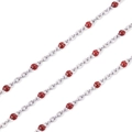 Flat stainless steel cross chain with red enamel beads for DIY jewelry making - Red