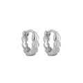 Macro shot of 925 sterling silver hoop earrings with 3D diamond-scale textured patterns - 3D Fan Scale Texture (Style A) / White Gold