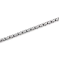 Polished silver stainless steel box chain necklace with smooth geometric link texture - Square Box Pearl Chain (3mm) / Steel