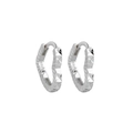 Vue détaillée de boucles d'oreilles cœur en argent 925 au design géométrique poli - Cœur Géométrique Facetté (Style D) / Or blanc