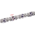 10mm silver Byzantine chain with deep blue beads, durable stainless steel jewelry accessory - 10mm / Silver Dark Blue