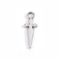 Polished silver stainless steel cross sword pendant accessory with high shine finish - Steel Color Sword Cross (A2093)