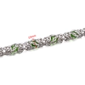 10mm silver stainless steel byzantine chain with green beads for DIY jewelry making - 10mm / Steel & Green