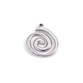 Polished silver stainless steel spiral coil charm pendant with hanging loop accessory - Steel Color Spiral Pendant (A2095)