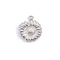 Polished silver daisy flower pendant charm in stainless steel for DIY jewelry making - Steel Color Daisy Pendant (A2107)