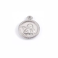 Silver stainless steel angel pendant with embossed cherub and rope border detail - Steel Color Angel Round Pendant (A2)