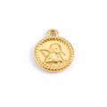 18K gold plated Cupid angel relief pendant with rope texture edge for DIY jewelry - 18K Gold Plated Angel Round Pendant (A2)