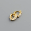Detailed close-up of gold s925 silver hoop earrings with white opal gemstone inlay - 925 Silver / Artificial Opal White (Gold)
