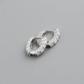 Close-up of S925 silver hoop earrings with white opal stones and iridescent luster - 925 Silver / Artificial Opal White (Platinum)