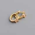 Close-up of gold plated silver hoop earrings with champagne square zircon and pave setting - 925 Silver / Gold Yellow Zirconia