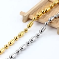 Polished stainless steel ball and bar chain necklace in gold and silver finishes - Long and Short Bead Chain (6mm) / Steel