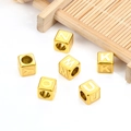 Square gold stainless steel alphabet beads for DIY bracelet making and jewelry design - Letter G / Gold