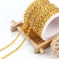 Catena a maglie in acciaio inossidabile goffrato dorato per gioielli fai da te - 3.5mm / Oro